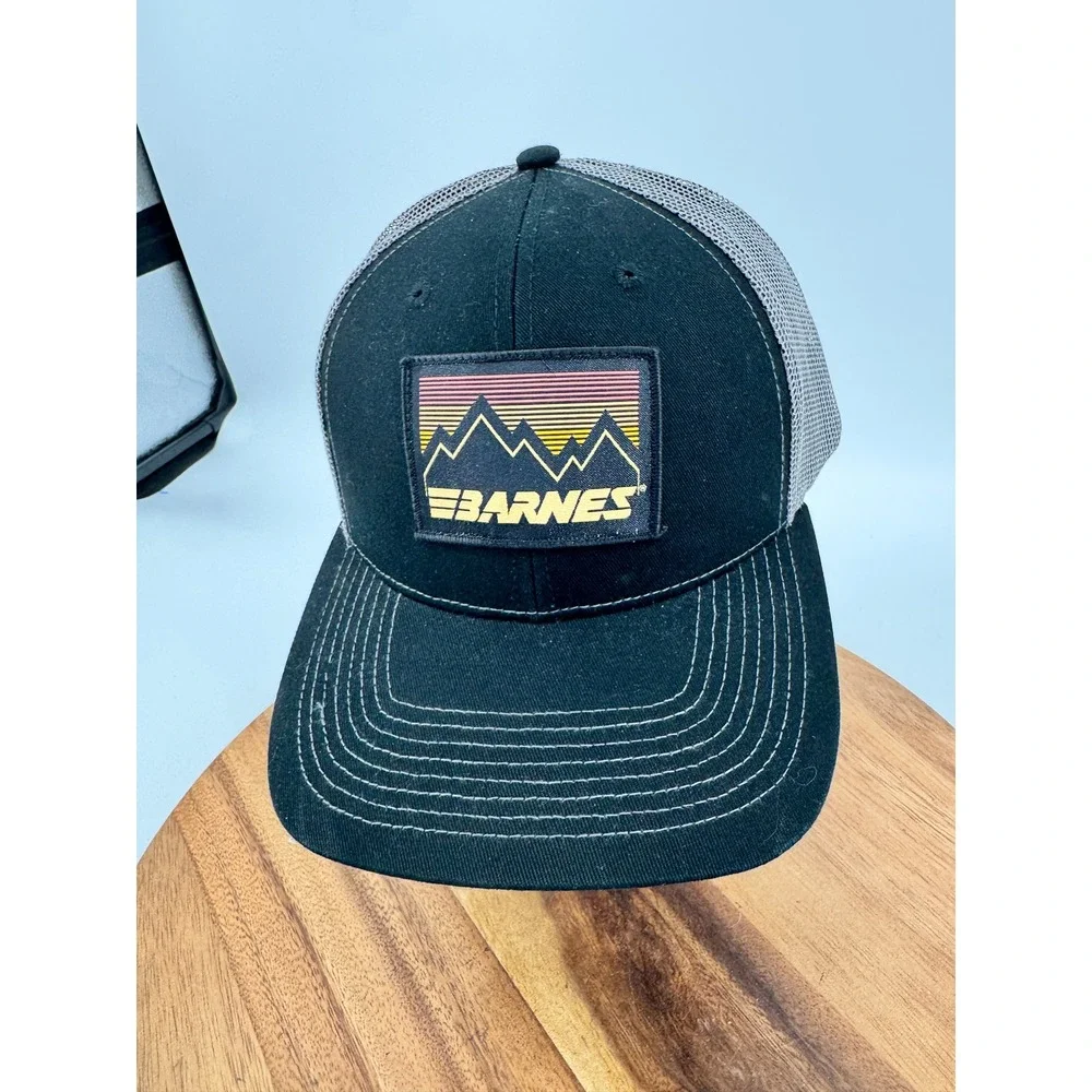 BARNES Trucker‎ Hat Mens Black Mesh Trucker Cap Mountain Graphic Outdoor